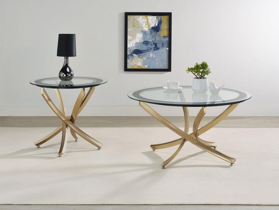 Brooke - Round Glass Top Coffee Table Set - Simple Home Plus