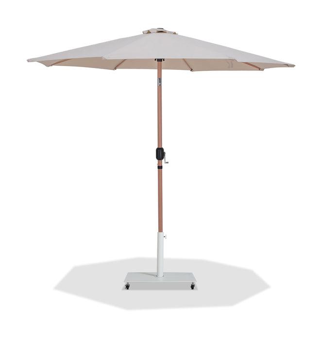 Fiji - Aluminum Patio Umbrella With Square White And Teak Base - Simple Home Plus