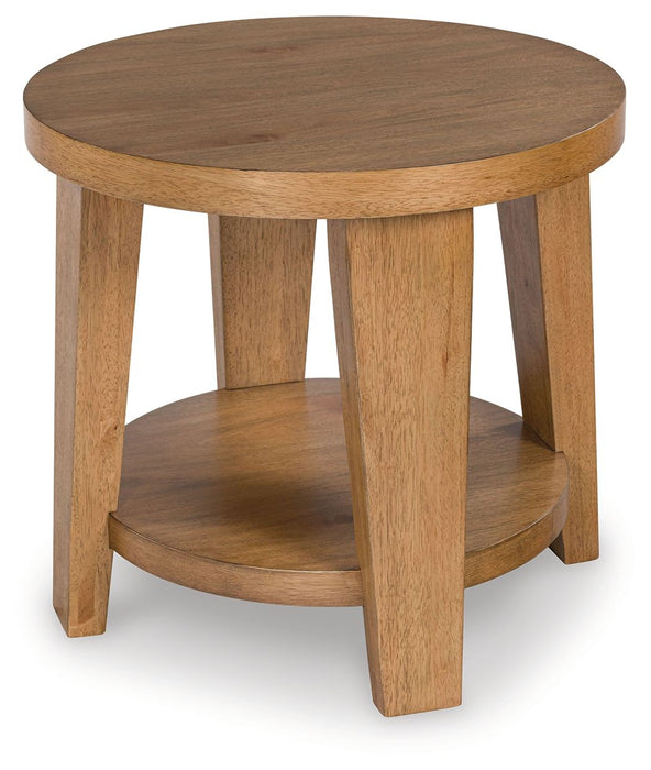 Kristiland - Light Brown - Round End Table - Simple Home Plus