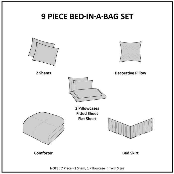 Maible - California King Complete Comforter And Sheet Set - Purple - Simple Home Plus
