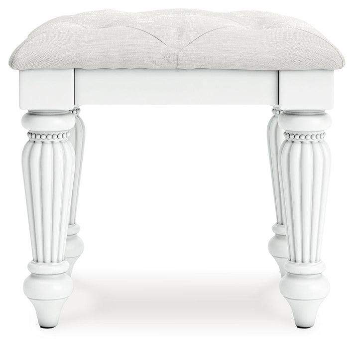 Kozlani - Vanity Upholstered Stool - White - Simple Home Plus
