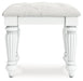 Kozlani - Vanity Upholstered Stool - White - Simple Home Plus