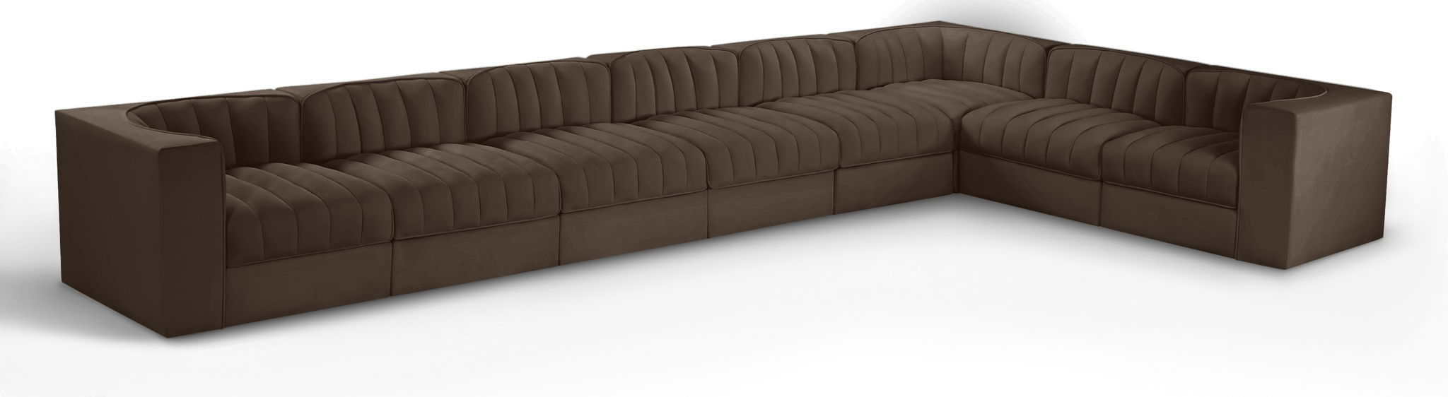Rummi - Velvet Performance Fabric Upholstered 8 Piece Modular Sectional (With 3 Corner Chairs) - Simple Home Plus