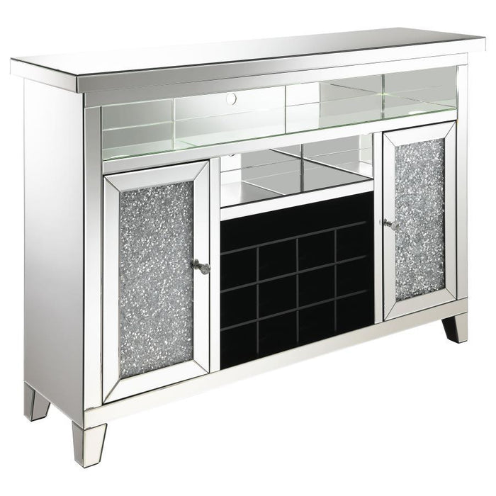 Melinda - 2-Door LED Mirrored Wine Storage Bar Cabinet - Silver - Simple Home Plus
