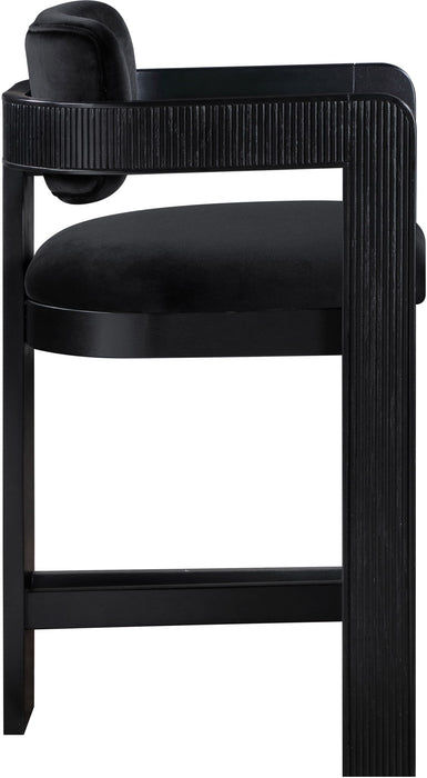 Sacha - Velvet Stool With Black Base - Simple Home Plus