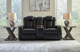 Caveman Den - Midnight - Power Reclining Loveseat with Console/ Adj Hdrst - Simple Home Plus