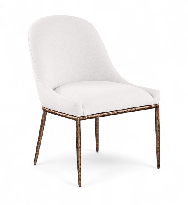 Ferro - Linen Textured Performance Fabric Upholstered Dining Side Chair - Cream / Brushed Bronze - Simple Home Plus