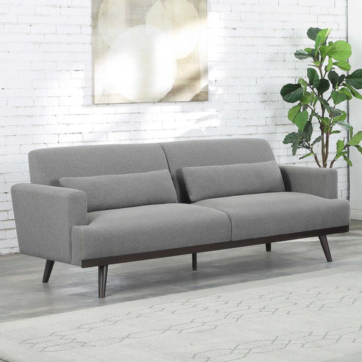 Blake - Upholstered Sofa With Track Arms - Sharkskin And Dark Brown - Simple Home Plus