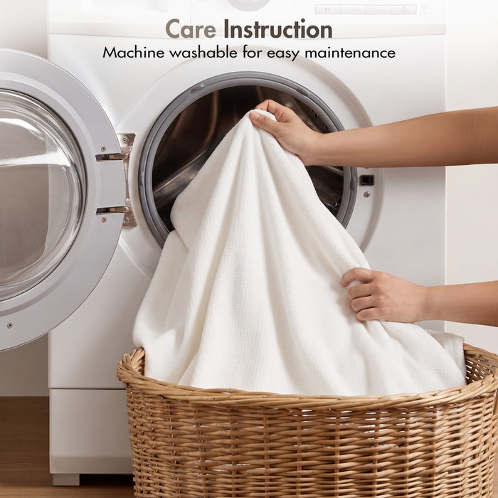 Egyptian Cotton - Full/Queen 100% Certified Egyptian Cotton Blanket - Micro-Herringbone White
