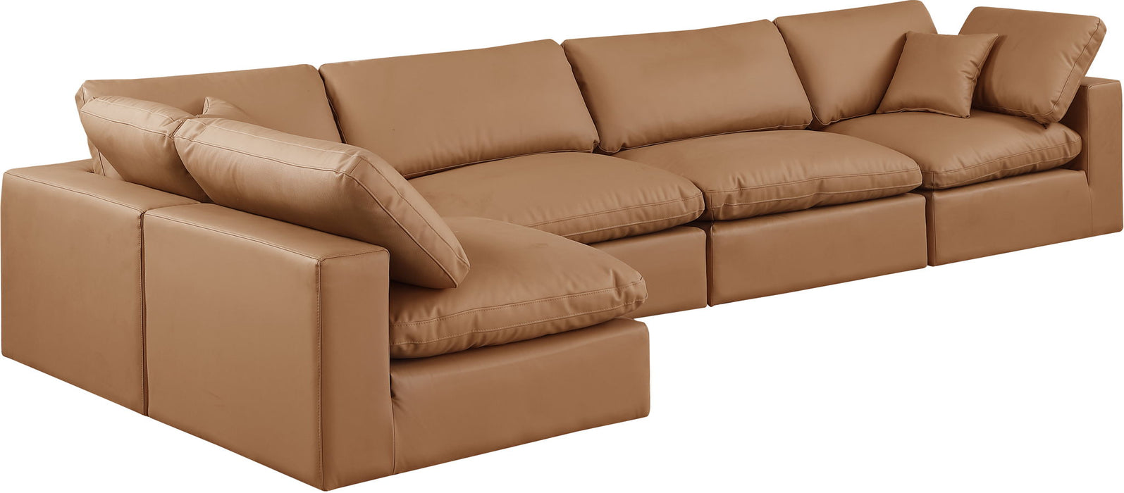 Comfy - 5 Piece Faux Leather Modular Sectional - Simple Home Plus