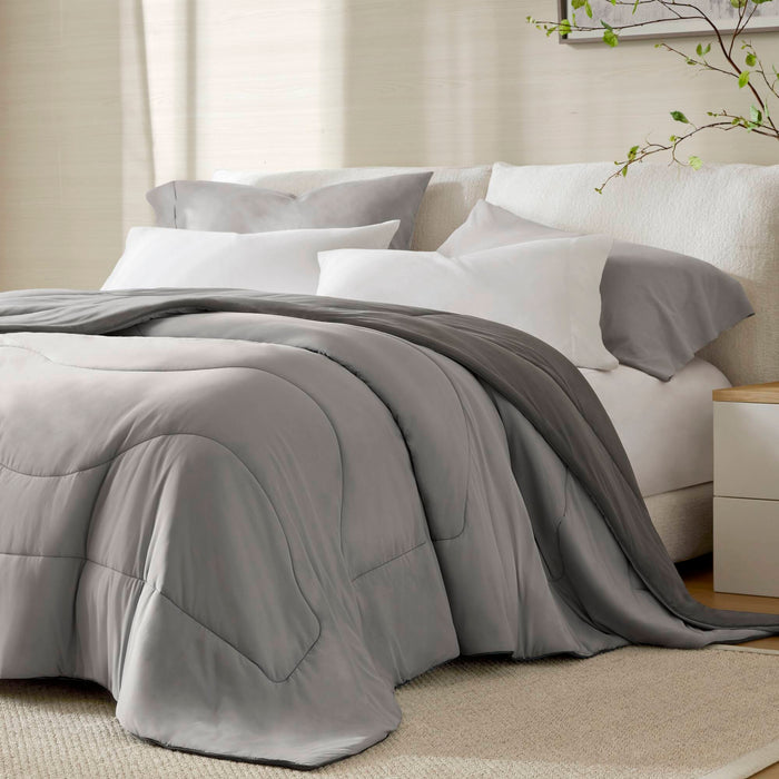 King/California King Reversible Tencel Comforter Blanket - Gray - Simple Home Plus