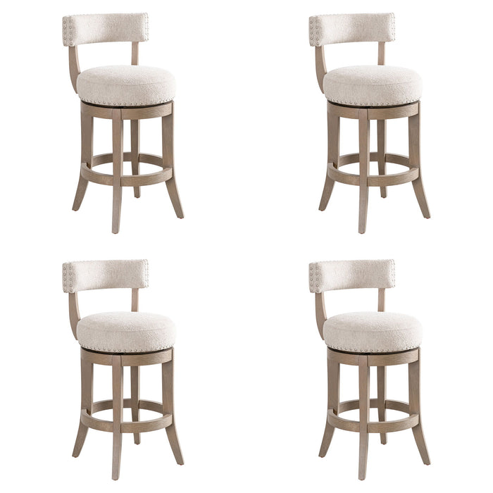Mystic - Solid Wood Upholstered 26" Counter Height Swivel Barstool - Simple Home Plus