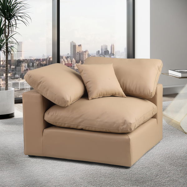 Comfy - Faux Leather Corner Chair - Tan