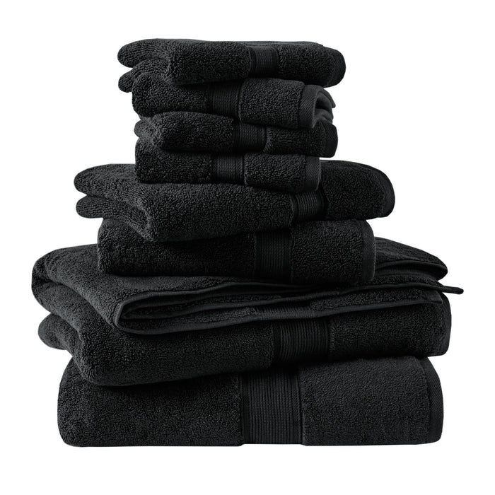800GSM - 8 Piece Antimicrobial Towel Set - Black - Simple Home Plus