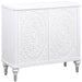 Cardella - 2 Door Mandala Accent Cabinet - Distressed White - Simple Home Plus