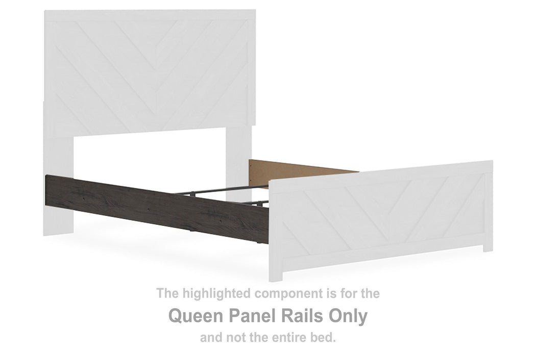 Prendonea - Queen Panel Rails - Charcoal - Simple Home Plus