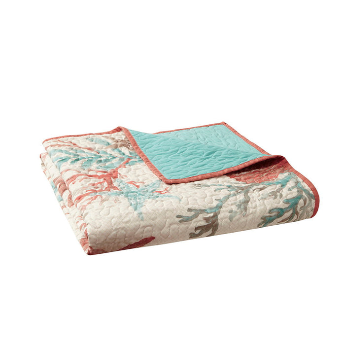 Pebble Beach - Oversized Quilted Throw - Coral - Simple Home Plus