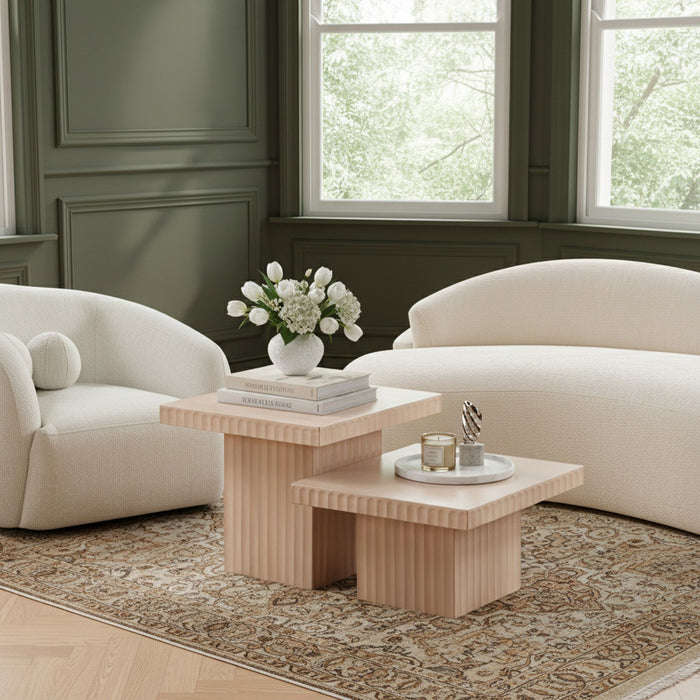 Spencer - Oak Veneer 2 Piece Coffee Table - Simple Home Plus