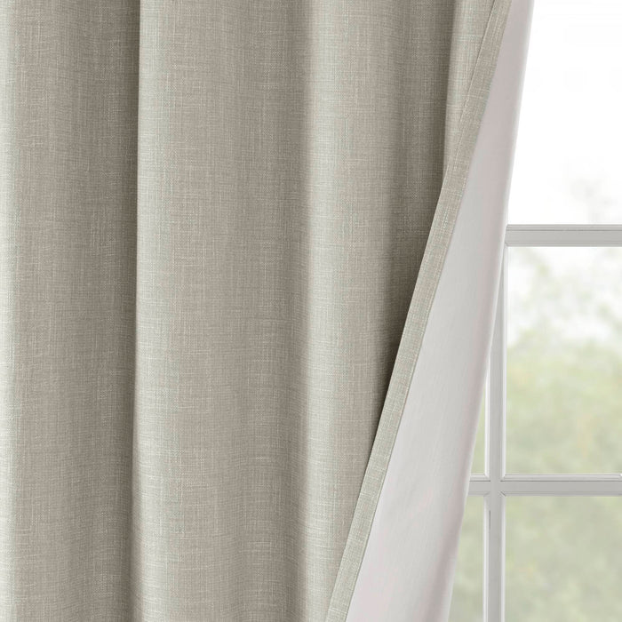 Maya - Printed Heathered Blackout Grommet Top Curtain Panel - Taupe - Simple Home Plus