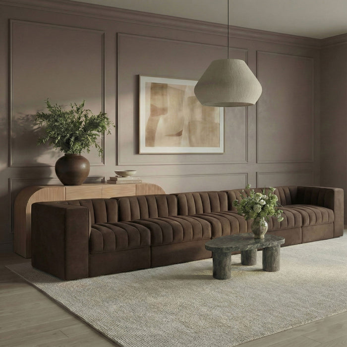 Rummi - Velvet Performance Fabric Upholstered 5 Piece Modular Sofa - Simple Home Plus
