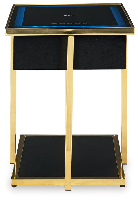 Rexwell - Black / Gold Finish - Accent Table With Speaker - Simple Home Plus