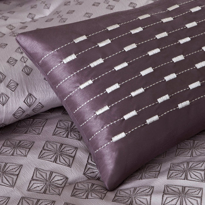 Biloxi - King 6 Piece Duvet Cover Set - Purple - Simple Home Plus