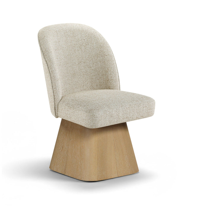 Marlowe - Linen Textured Fabric Upholstered Swivel Dining Side Chair - Stained Natural - Simple Home Plus