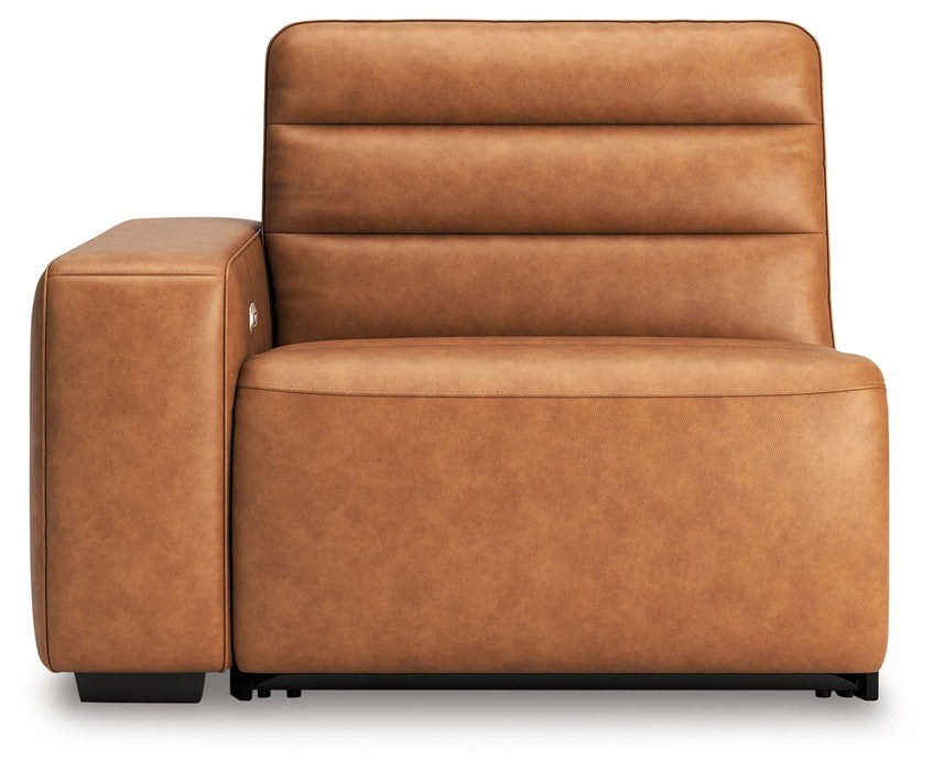 Modero - 2-Piece Power Reclining Sectional Loveseat - Toffee - Simple Home Plus
