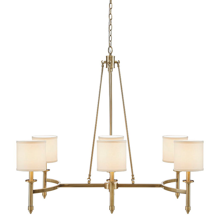 Elegenza - 6-Light Chandelier With Fabric Drum Shades - Antique Gold - Simple Home Plus