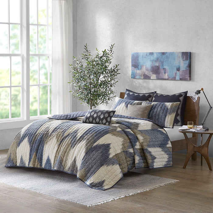 Alpine - King 3 Piece Printed Coverlet Set - Navy - Simple Home Plus
