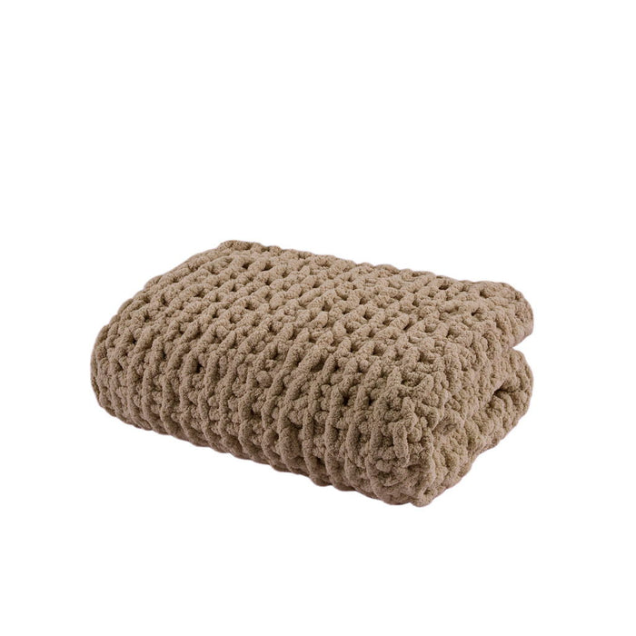 Chenille Chunky Knit - Throw - Brown - Simple Home Plus