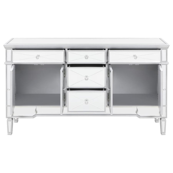 Duchess - 5-Drawer Mirrored Storage Accent Cabinet - Silver - Simple Home Plus