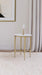 Baldwin - Round Marble Top Side Table - White And Gold - Simple Home Plus