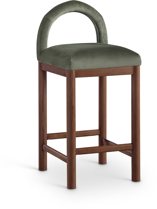 Conrad - Velvet Counter Stool With Brown Legs - Simple Home Plus
