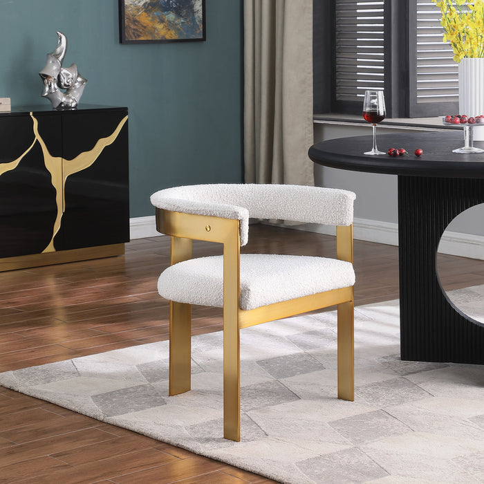 Romeo - Boucle Dining Chair With Gold Base (Set of 2) - Simple Home Plus