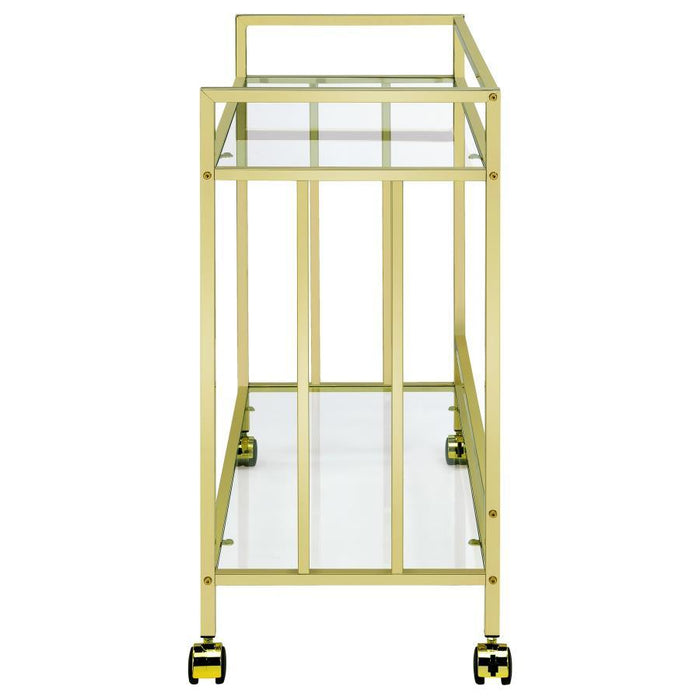 Cara - 2-tier Rectangular Glass Shelf Metal Bar Cart - Simple Home Plus