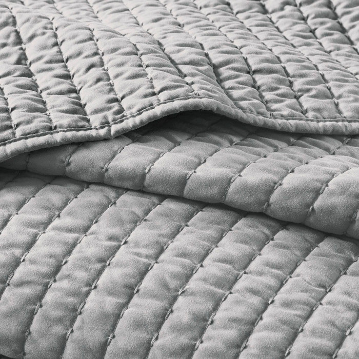 Keaton - Reversible Coverlet Set - Gray - Simple Home Plus
