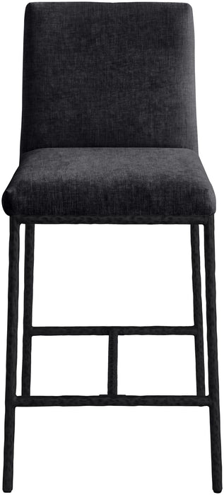Reeves - Chenille Fabric Upholstered Counter Stool (Set of 2) - Black Base - Simple Home Plus