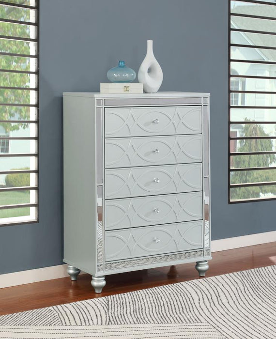 Gunnison - 5-Drawer Bedroom Chest - Silver Metallic - Simple Home Plus