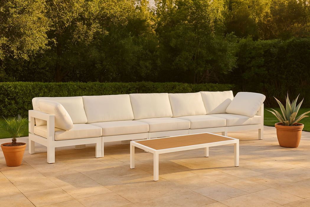 Nizuc - Outdoor Patio 5 Seat Modular Sofa With White Frame