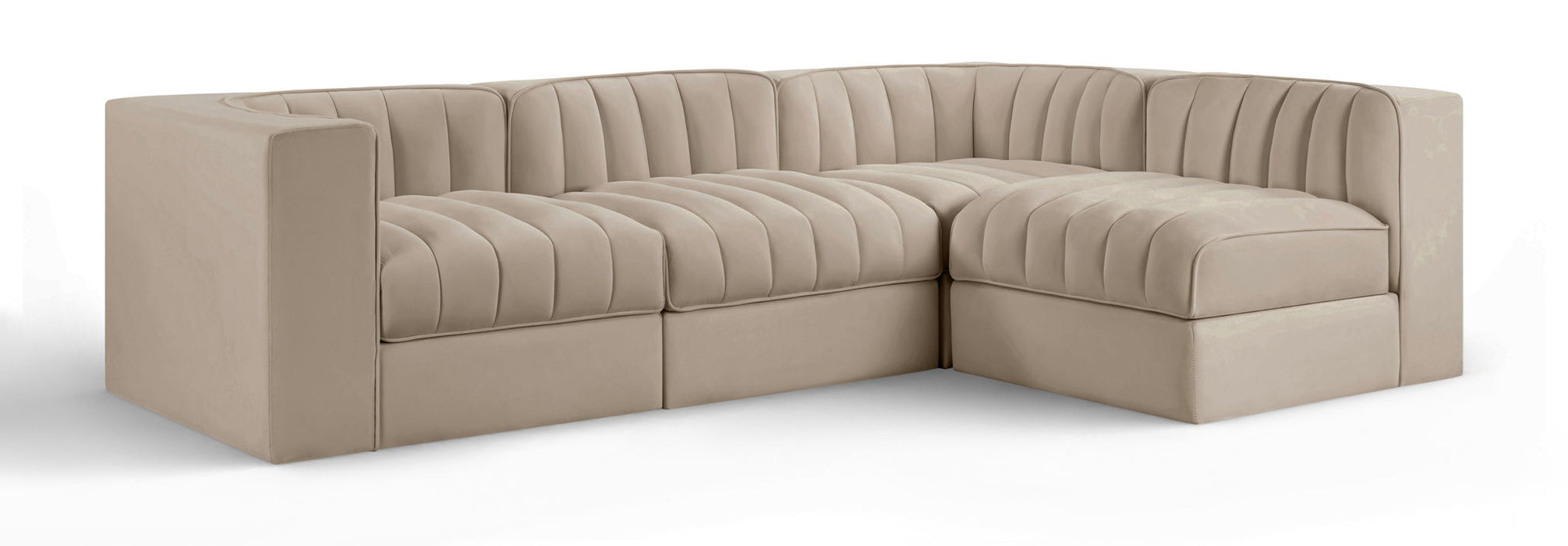 Rummi - Velvet Performance Fabric Upholstered 4 Piece Modular Sectional - Simple Home Plus