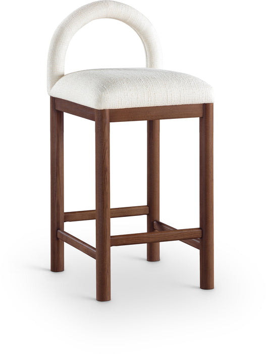 Conrad - Linen Counter Stool With Brown Legs - Simple Home Plus