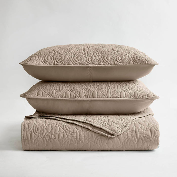 Quebec - Reversible Coverlet Set - Khaki - Simple Home Plus