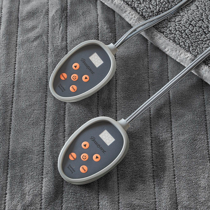 Heated Microlight To Berber - King Fabric Blanket - Gray