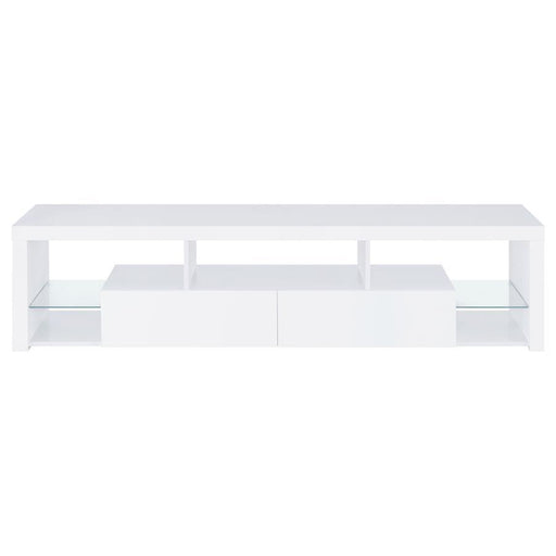 Jude - 2-Drawer Engineered Wood TV Stand - High Gloss White - Simple Home Plus