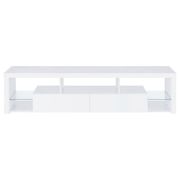 Jude - 2-Drawer Engineered Wood TV Stand - High Gloss White - Simple Home Plus
