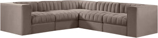 Rummi - Symmetrical Velvet Performance Fabric Upholstered 5 Piece Modular Sectional - Simple Home Plus