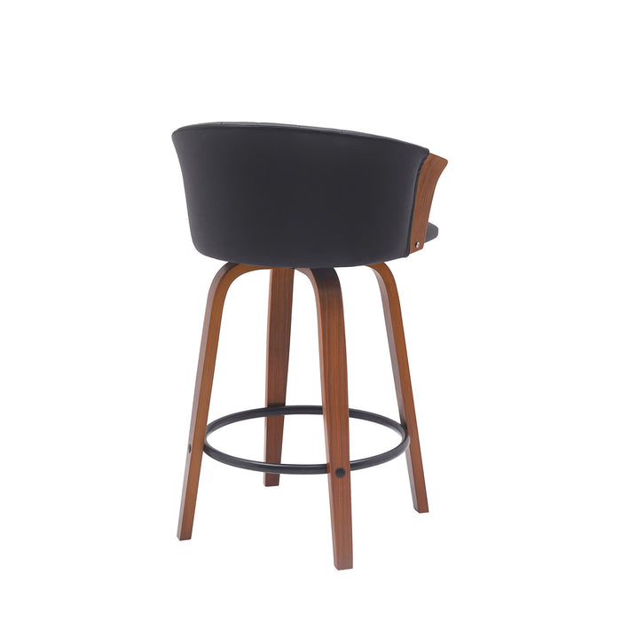 Diana - Swivel Walnut Wood Faux Leather Counter Stool - Simple Home Plus