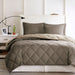 Larkspur - King 3M Scotchgard Diamond Quilting Reversible Down Alternative Comforter Set - Brown / Sand - Simple Home Plus