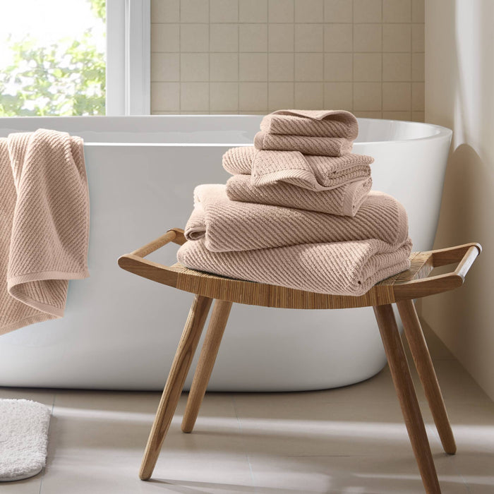 Diagonal Ribbed - 6 Piece Towels Set - Beige - Simple Home Plus